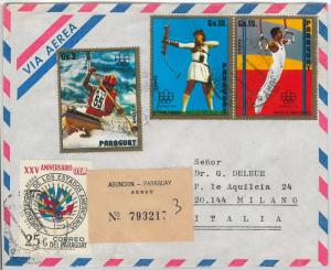 63124 - PARAGUAY - POSTAL HISTORY - COVER 1977  OLYMPIC GAMES Archery CANOE