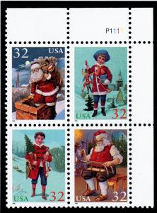 US  3004-07 Santa & Children 32c - Plate Block of 4 - MNH - 1995 - P1111   UR