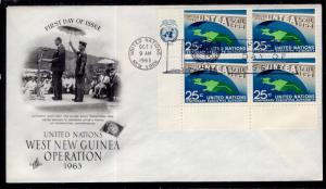 UN New York 118 West New Guinea Plate Block Artcraft U/A FDC