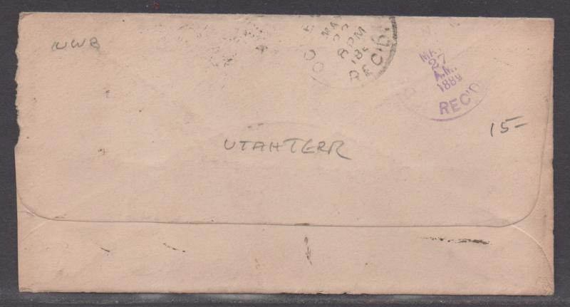 **US 19th Century Cover Scott #213, Ogden, UT, 5/23/1889 To Texas