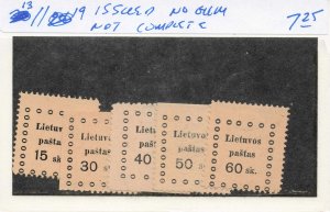 LITHUANIA  13-19  ISSUED NO GUM, NOT COMPLETE