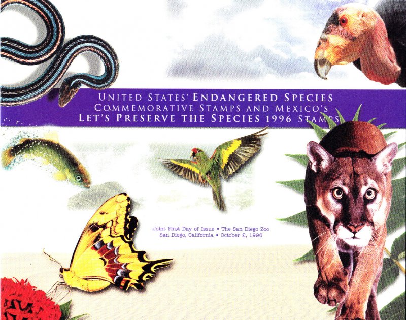 USPS FDC Ceremony Program #3105l Endangered Species Caribou Joint Mexico 2 1996