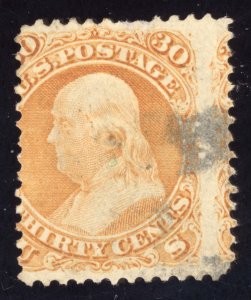 US Scott 71 Used 30c orange Ben Franklin Lot F066 bhmstamps