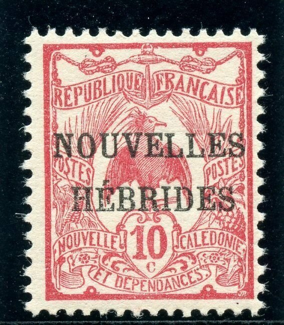 New Hebrides - French 1908 KEVII 10c carmine superb MNH. SG F2. Sc 2.