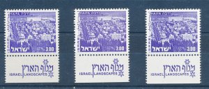 ISRAEL 1971 - 1978 LANDSCAPES 3.00 ALL PHOSPHOR ISSUES MNH 