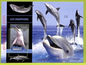B0225 - DJIBOUTI - MISPERF ERROR Stamp Sheet - 2022 - Dolphins, Marine Mammals-