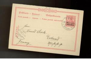 1901 German Post Office in Fez Morocco Reply PS Cover