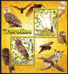 Djibouti 2007 Birds Owls Scouting Scouts ( I ) Sheet MNH