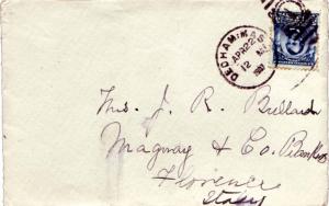 United States Massachusetts Dedham 1907 numeral duplex  5c Lincoln 1902 Defin...