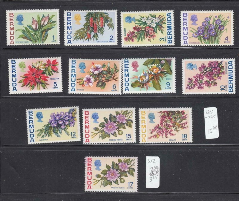 BERMUDA #s 255-265 VF-MNH +322 VF-MNG DIFFERENT FLOWERS/PLANTS