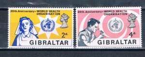 Gibraltar 213-14 Unused set WHO 1968 (G0712)