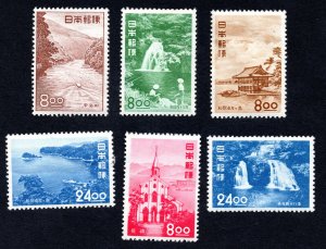 Japan 1955 Scenic Stamps   #528-33 & 535 Mostly MNH CV $63