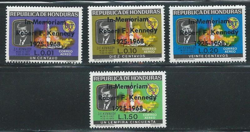 Honduras C446-8 1968 Kennedy set and single from s.s. MNH