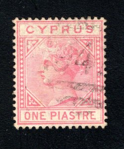 Cyprus, SC# 12,   F/VF, Used,  1pi rose, Wmk. 1, CV $37.50  .......1580011