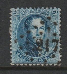 1863 Belgium - Sc 15 - used VF - 1 single - 12.5x13.5 - King Leopold I