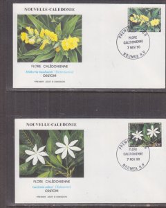 NEW CALEDONIA, 1990 Flowers pair on separate Illustrated First Day covers.