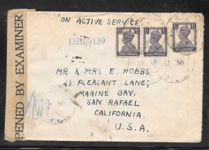 Just Fun Cover India #172a on Censored Air Mail Cover (my2861)