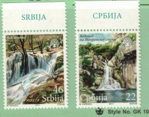 SERBIA Sc 553-4 MNH of 2011 - Waterfalls - Nature protection- HM05