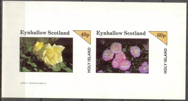 {E144} Eynhallow Scotland Flowers (4) Sh.2 Imperf. MNH Cinderella !!