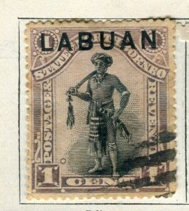 NORTH BORNEO; LABUAN 1894 early classic Pictorial issue used 1c. value