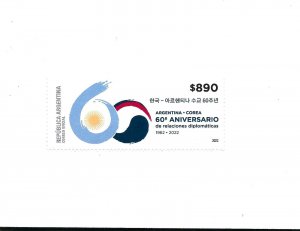 ARGENTINA 2022 JOINT ISSUE WITH COREA 60 YEARS OF RELATIONS FRIENDSHIP MNH