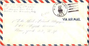 United States Korean War Soldier's Free Mail 1953 U.S. Navy, 12867 Unit 1 11t...