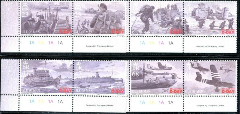 ISLE OF MAN Sc#1028-1032 2004 D-Day Anniversary Complete Set & S/S Mint OG NH