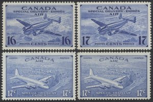 Canada #CE1 -CE4 Set of 4 Air Mail Special Delivery Stamps VF NH