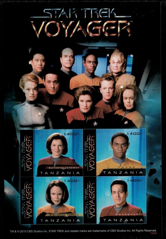 Tanzania 2010 - Star Trek - Sheet of 4 IMPERF Stamps - Scott #2556 - MNH