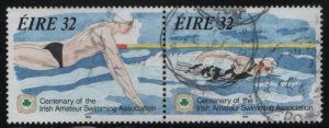 Ireland 1993 used Sc 900a Se-tenant pair 32p Swimmers - Irish Amateur Swimmin...