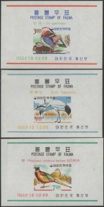 Korea South 1966 SG624 Birds, 3 MS IMPERFORATE MNH