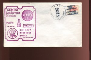 GEMINI GT-12 USS Ozbourn  BECK  Recovery Ship Cover DC765