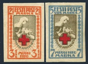 Estonia B5-B6,hinged.Michel 29B-30B. Red Cross.Nurse,wounded soldier.