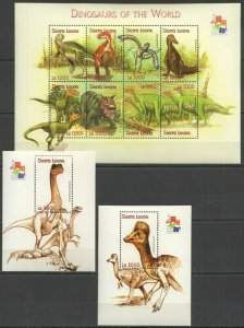 B0666 2001 Sierra Leone Dinosaurs Of The World Fauna 1Kb+2Bl Mnh