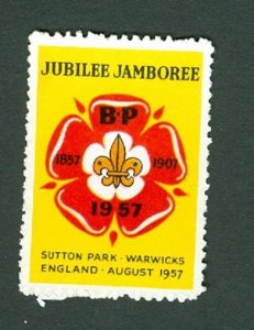 Great Britain. 1957 Poster Stamp MNG. Scout Jamboree 1857-1957 Warwicks England