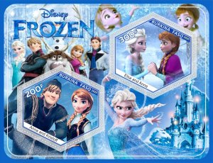 Stamps. Cartoons, Disney, Frozen 2020 year 1+1 sheets perforated Burkino Faso