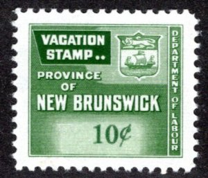 van Dam NBV4, 10c green, XF, MVLHOG, New Brunswick Vacation Pay, Canada