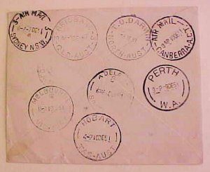AUSTRALIA FLIGHT   ROUND 1951 on 9 DIFF. TOWNS BACKSTAMPS