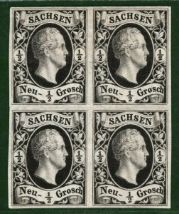 Germany States SAXONY Scott.3 ½ng (1851) BLOCK OF FOUR Unused MNG ORANGE52