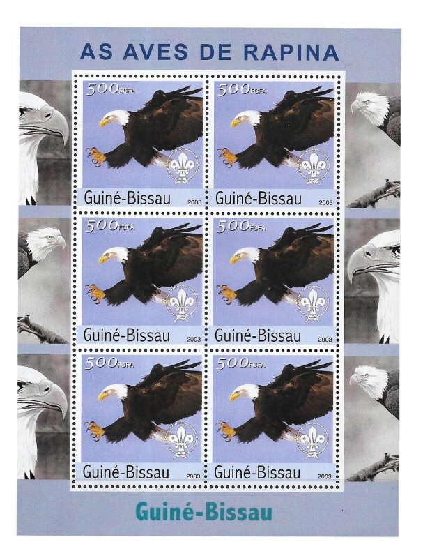 #27048 GUINEA BISSAU 2003 FAUNA BIRDS EAGLES PREY  Yv 2606-11 MNH HIGH CV $120++