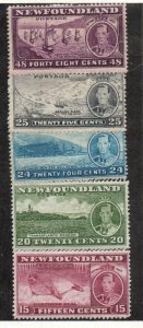 Newfoundland 239-243 Short set Mint hinged