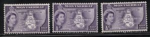 MONTSERRAT Scott # 128 MH x 3 - QEII & Map