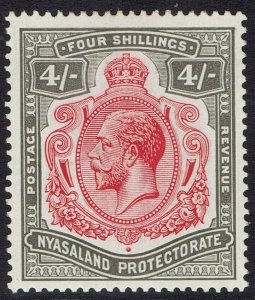 NYASALAND 1921 KGV 4/- WMK MULTI SCRIPT CA