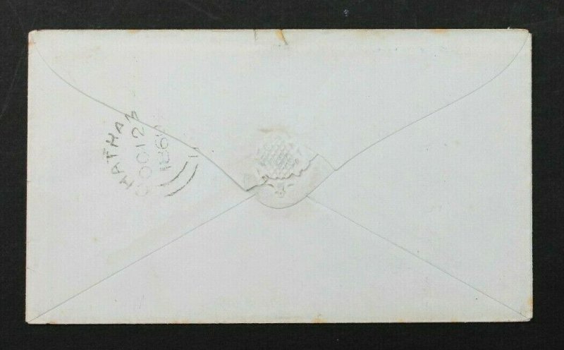 CANADA #15 TIED ON COVER 1860 FIVE CENTS TOROTO TO CATHAM