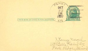 United States Kentucky Penny 1937 4c-bar  1909-1959   Postal Card  Philatelic.