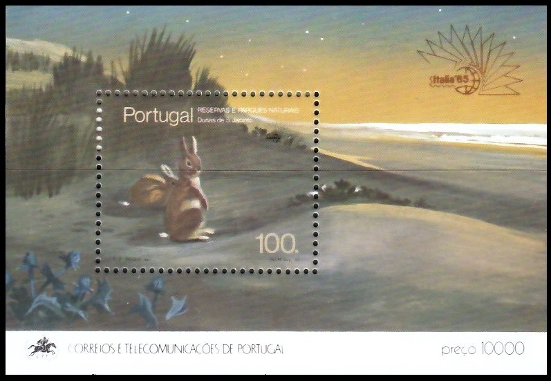 PORTUGAL 1985 WILD ANIMALS RABBIT ITALIA'85 ANIMAUX SAUVAGES WILDE TIERE [#8504]