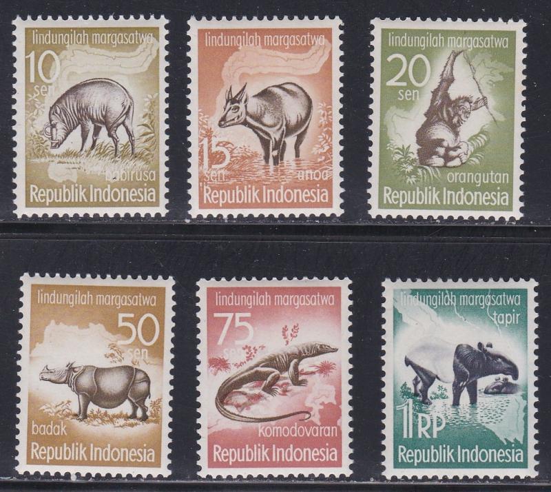 Indonesia # 473-478, Animals, LH, 1/3  Cat.