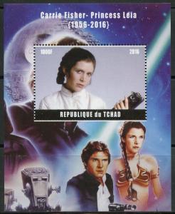 CHAD 2016 MEMORIALIZES CARRIE FISHER PRINCESS LEIA SOUVENIR SHEET MINT NH