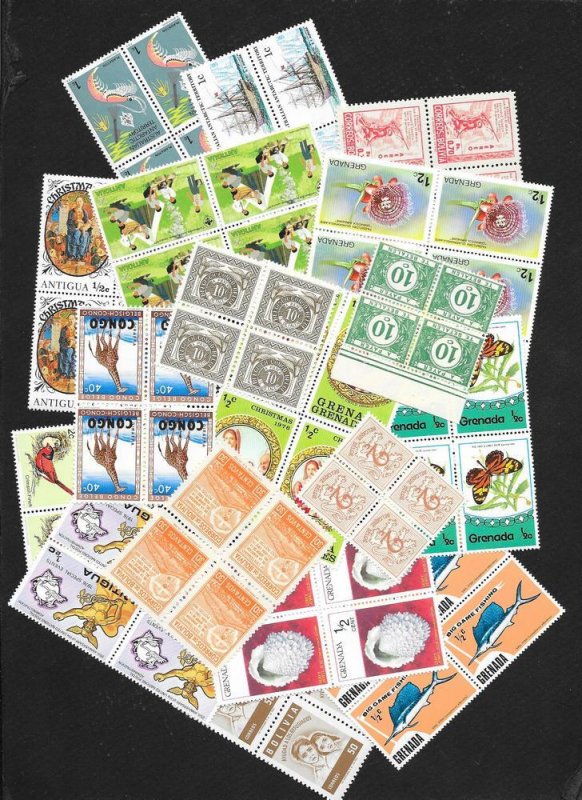 WORLDWIDE (300) Mint Never Hinged Blocks of 4 ALL DIFFERENT!