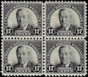 623 Mint,OG,HR/NH... Block of 4... SCV $56.00...Bottom pair are NH... VF/XF